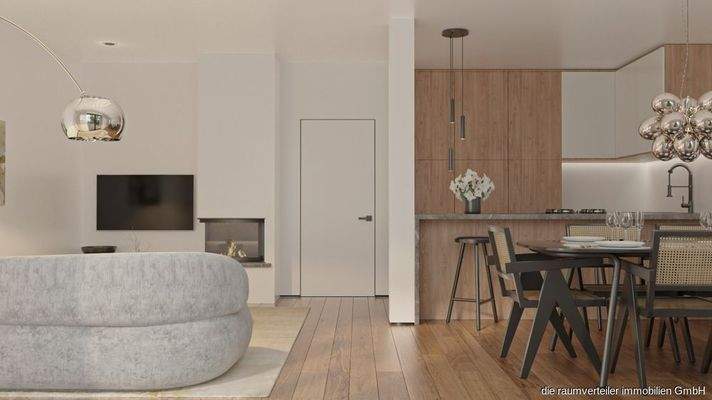 Visualisierung Wohn- und Essbereich