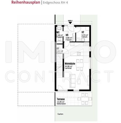 Reihenhausplan Erdgeschoss RH4