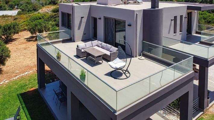 Kreta, Agios Onoufrios: Neu erbaute Villa mit perfektem Meerblick zu verkaufen