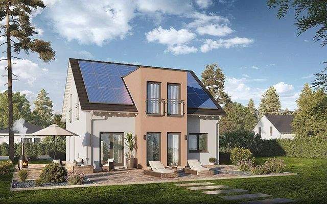 Gestaltungsvariante mit Satteldach und Zwerchgiebel