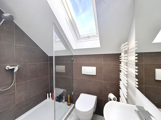 kleines Bad mit Dusche im Dachgeschoss (neu)