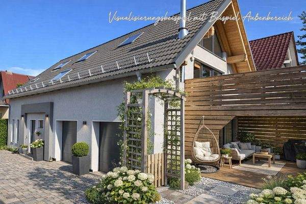 Ansicht Süden mit Beispiel überdachte Terrasse