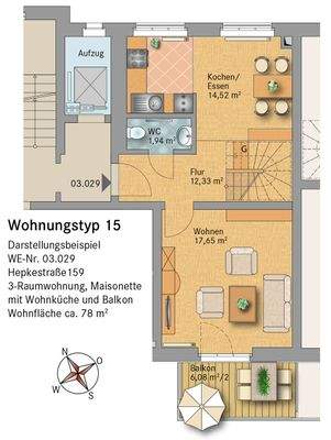 Grundriss Wohnung - 3.OG