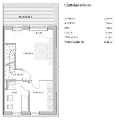 Grundriss Dachgeschoss/Staffelgeschoss