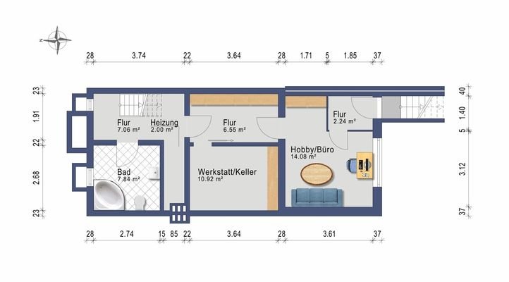 Kellergeschoss  (Darstellung und Maßangaben sind ohne Gewähr)