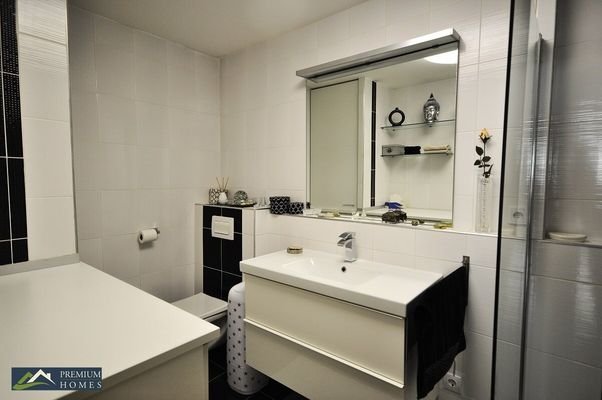 Schwaz - großzügiger, eleganter Wohnraum - Dusche und Toilette