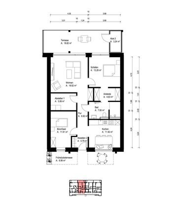 2_220 Aufteilung Wohnung 2 (Angaben ohne Gewähr)