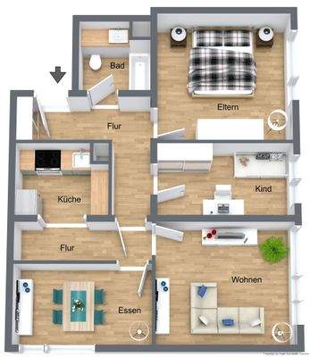 Grundriss Wohnung 3D