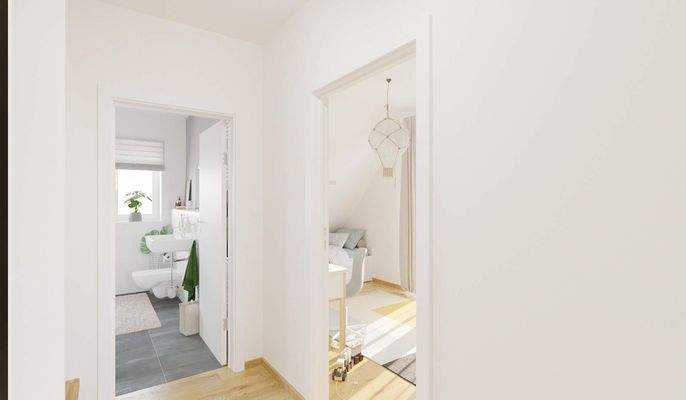 Heller und freundlicher Flur im Obergeschoss