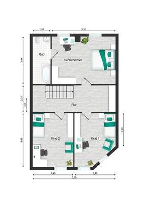 Altbau, Grundriss OG