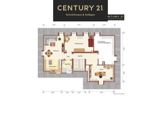 Grundriss mit Büro als Beispiel (Nutzfläche)