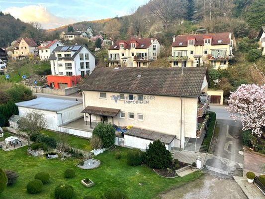 Blick von oben auf das Haus