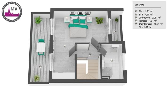 Schlafen/ Duschbad/ Dachterrasse