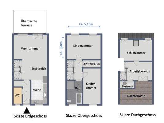 Skizzen Grundrisse Familienhaus
