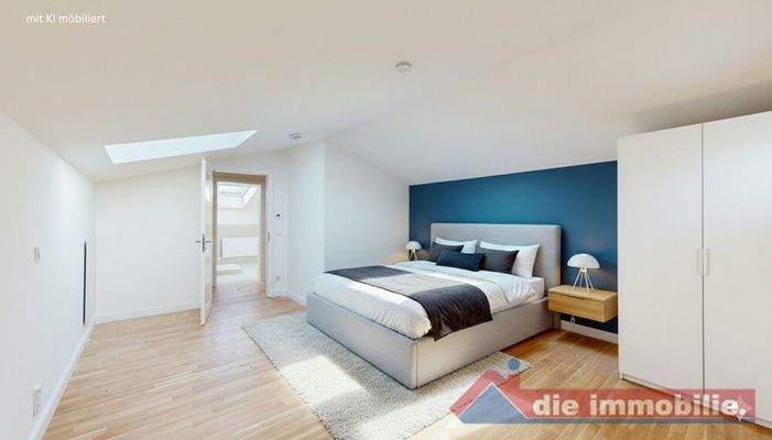 Schlafzimmer mit KI möbiliert