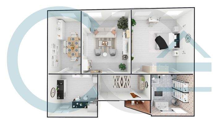 3D Grundriss 2. OG Mitte