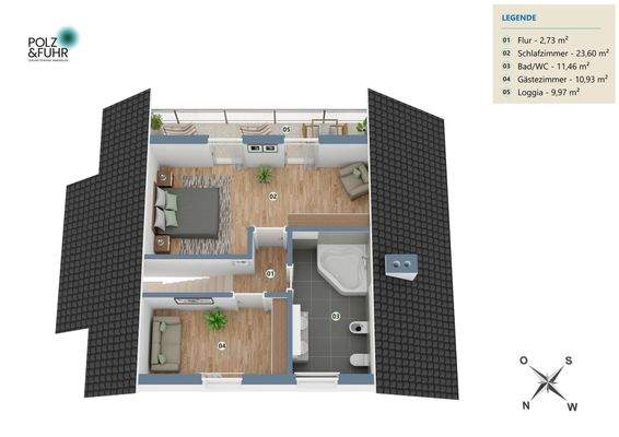 3D-Grundriss Dachgeschoss