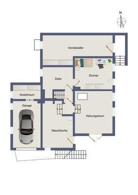 Hanggeschoss -Keller