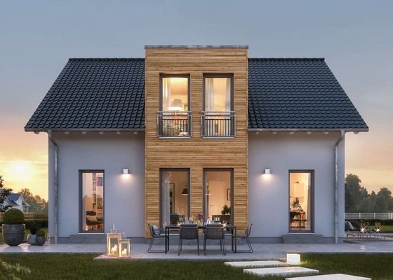 Terrassenansicht mit Holzerker
