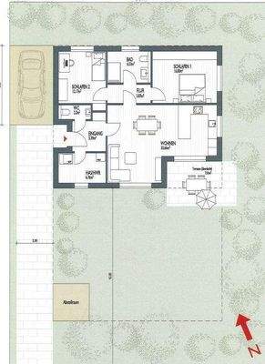 Grundriss, 3-Zimmer, ca. 85 m² (Variante A)
