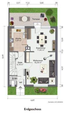 Grundriss Erdgeschoss möbliert_DHH Herschelstr. 16, Wiesbaden