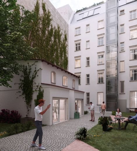 Luxuriöses Apartment mit Balkon und Tageslichtbad im sanierten Altbauensemble