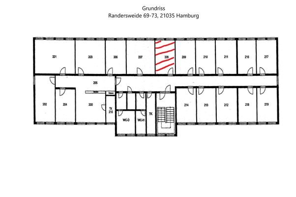 Grundriss Raum 2. OG_Raum 208