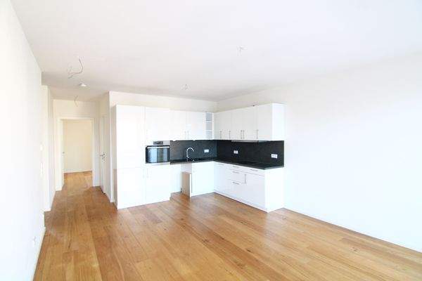 Wohnzimmer mit offener Küche