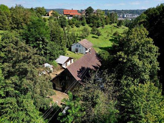 Lufaufnahme Wohnhaus und Scheune