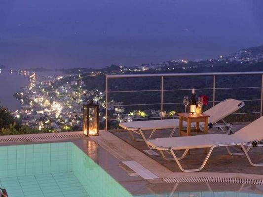 Kreta - Pano Elounda - luxuriöse Villa mit Pool und Panorama Meerblick auf die Mirabello Bucht
