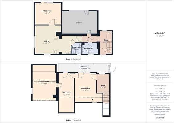 Grundriss zweier Etagen