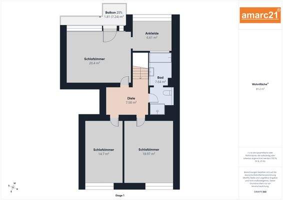 Grundriss obere Etage