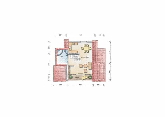 Grundriss Dachgeschoss (nicht maßstäblich)