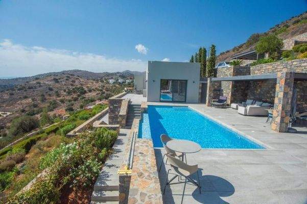 Kreta, Plaka Elounda: Wunderschöne Villa mit atemberaubendem Blick auf die Insel Spinalonga