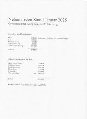 Nebenkostenaufstellung 2025