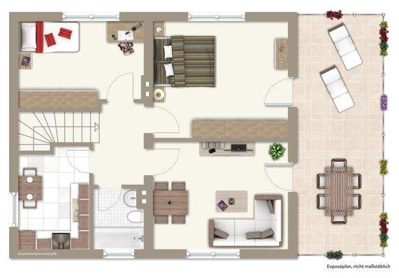 Grundriss Wohnung im Obergeschoss