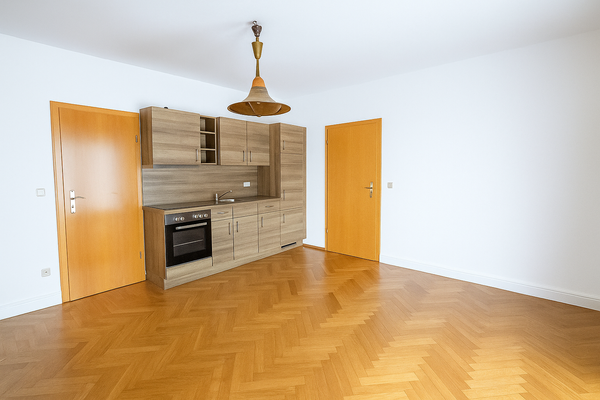 Küche, Wohn, - und Essbereich des 2- Zimmer Apartment