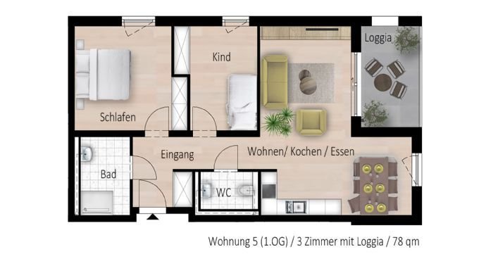 3-Zimmerwohnung mit praktischem Zuschnitt