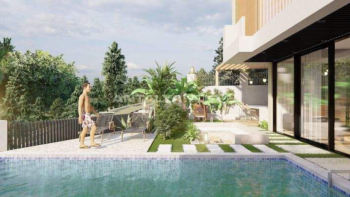 Detached Houses with Sea Views and Pools in Alanya Tepe