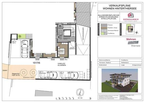 Verkaufsplan Übersicht Erdgeschoss Wohnen Hinterth