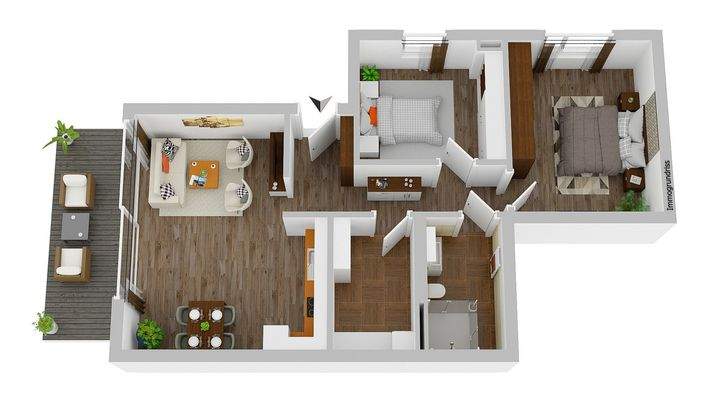 3D-Grundriss EG WE 02