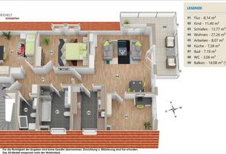 3D-Modell 4 Zimmer DG