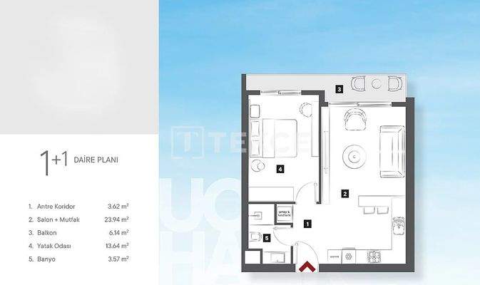 1-Bedroom Apartments in a Mall-Concept Complex in Ankara