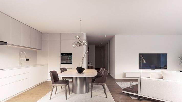 Visualisierung Küche und Essbereich