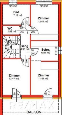 Grundriss Obergeschoss Top 2