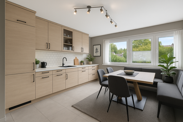 OG | Esszimmer und Küche, virtuelle Darstellung