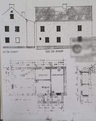 Grundriss und Frontansicht
