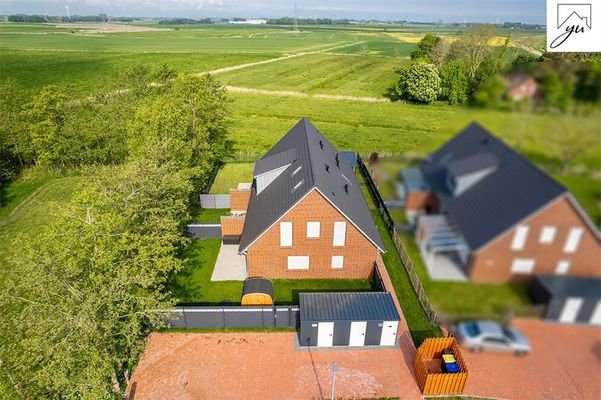 Blick auf die Reihenhausanlage