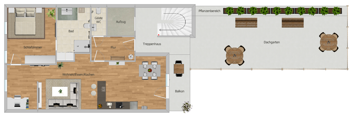 Grundriss 2. OG mit Dachgarten