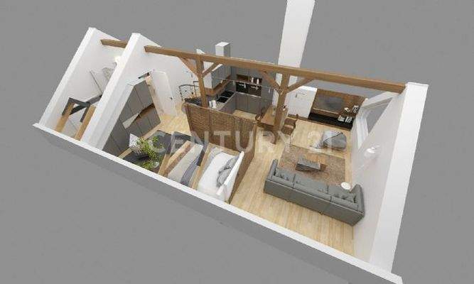 Visualisierter 3D Grundriss des Dachbodens